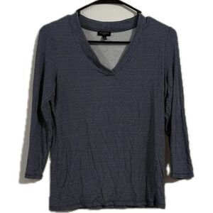 Talbots‎ Gray Relaxed Ribbed Blouse with 3/4 Sleeves
